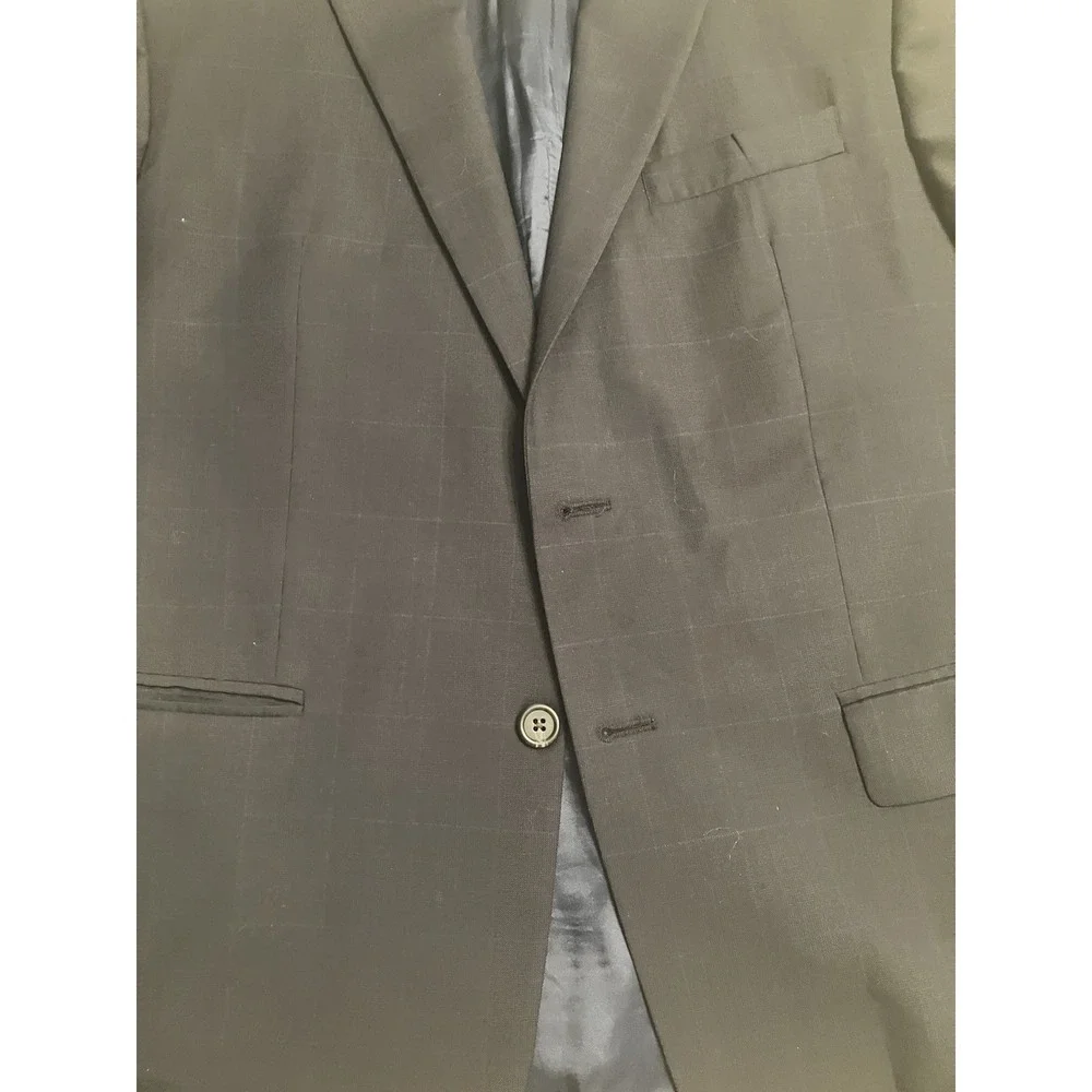 Lauren Ralph Lauren Windowpane 100% Wool Blazer 42R Navy Sport Coat